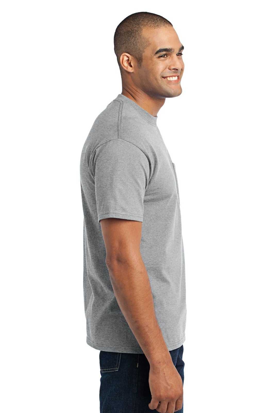 Port &amp; Company PC55P Core Blend Pocket Tee - Athletic Heather - HIT a Double - 3