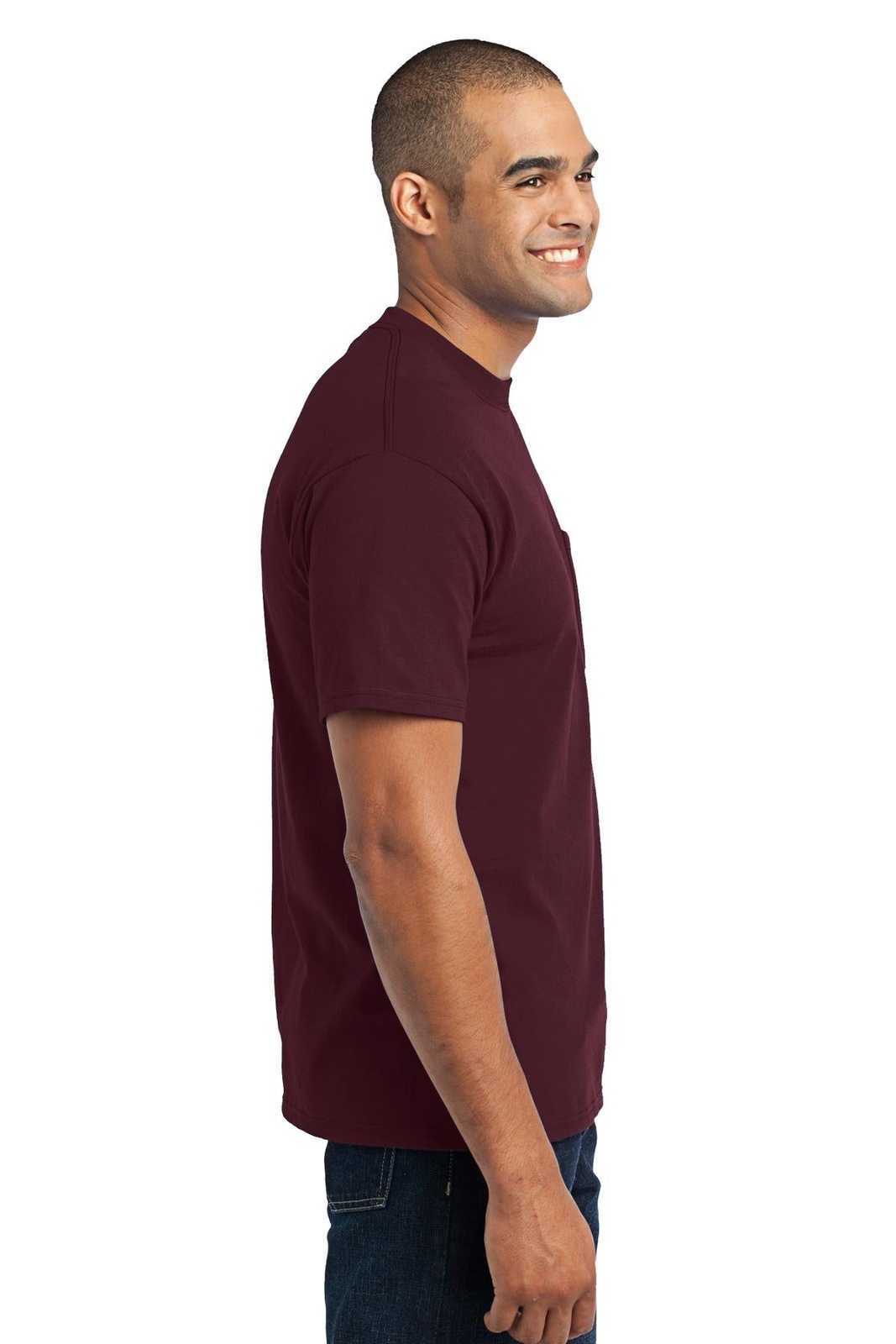 Port &amp; Company PC55P Core Blend Pocket Tee - Athletic Maroon - HIT a Double - 3