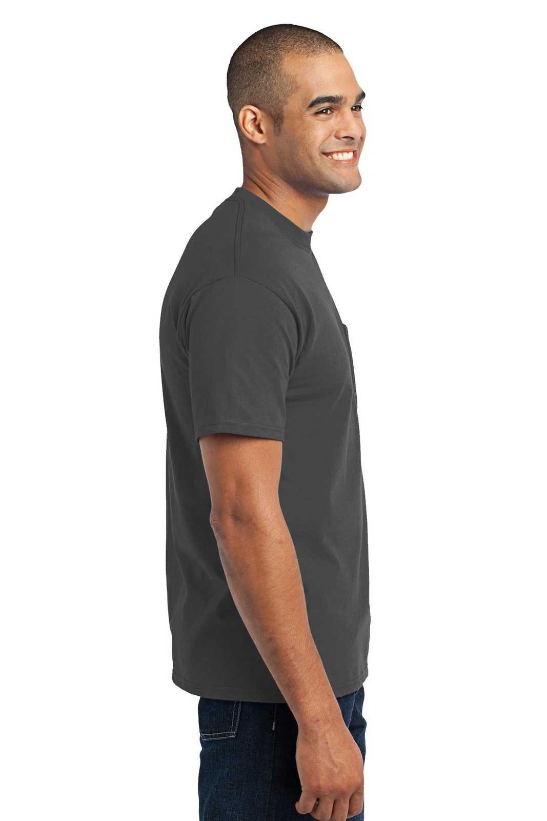 Port &amp; Company PC55P Core Blend Pocket Tee - Charcoal - HIT a Double - 3