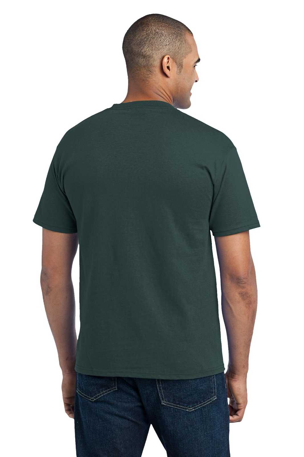 Port &amp; Company PC55P Core Blend Pocket Tee - Dark Green - HIT a Double - 4