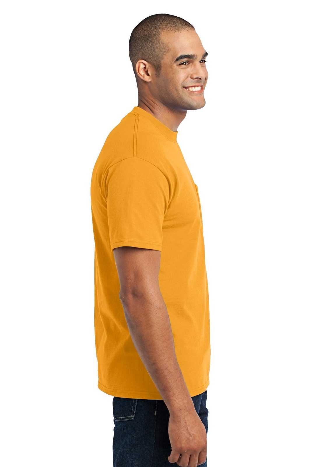 Port &amp; Company PC55P Core Blend Pocket Tee - Gold - HIT a Double - 3