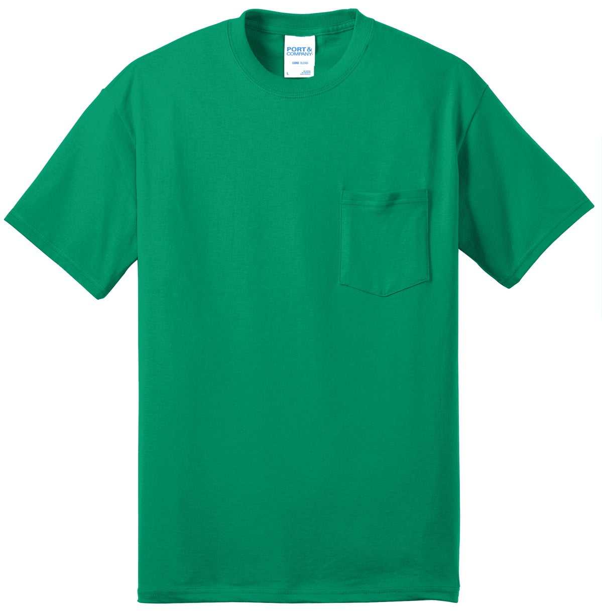 Port &amp; Company PC55P Core Blend Pocket Tee - Kelly - HIT a Double - 5