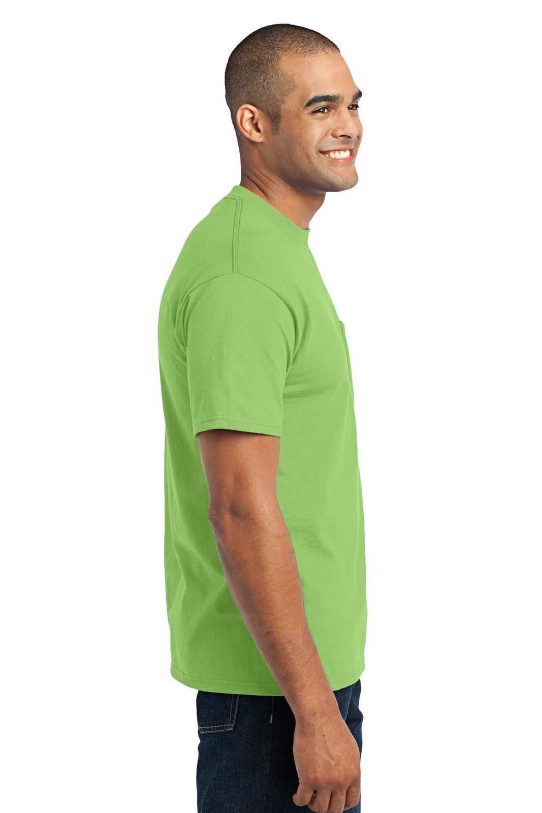 Port &amp; Company PC55P Core Blend Pocket Tee - Lime - HIT a Double - 3