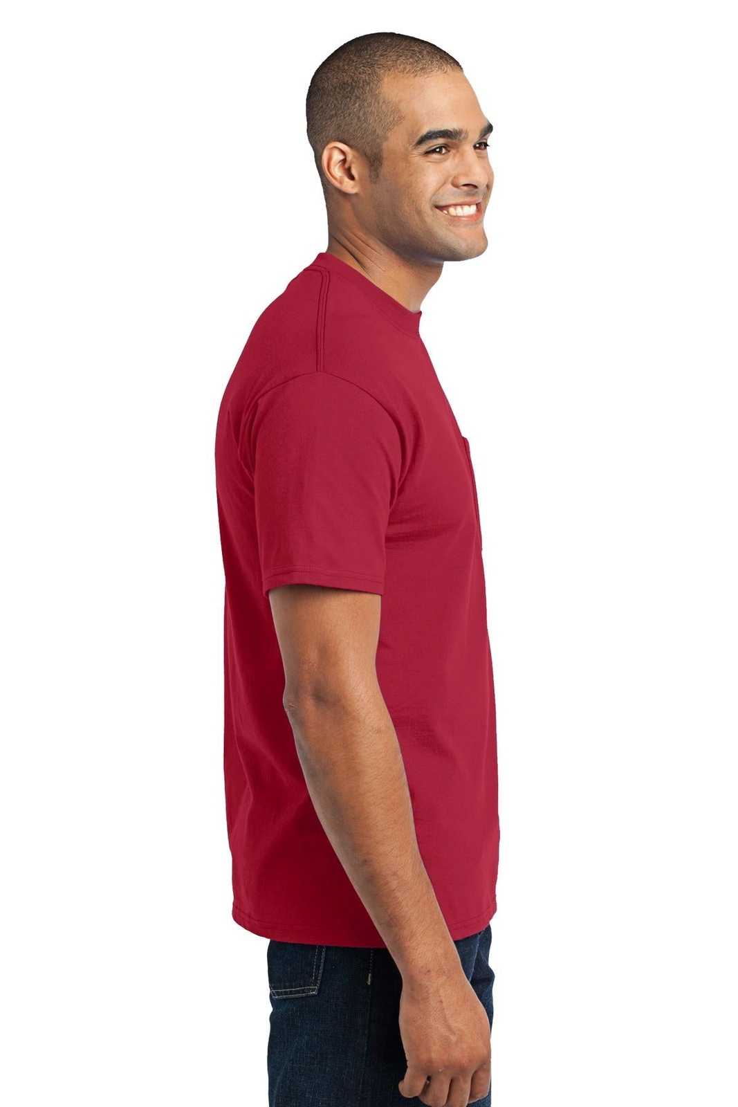 Port &amp; Company PC55P Core Blend Pocket Tee - Red - HIT a Double - 3
