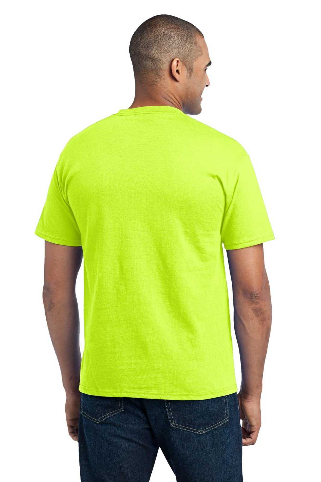 Port &amp; Company PC55P Core Blend Pocket Tee - Safety Green - HIT a Double - 2