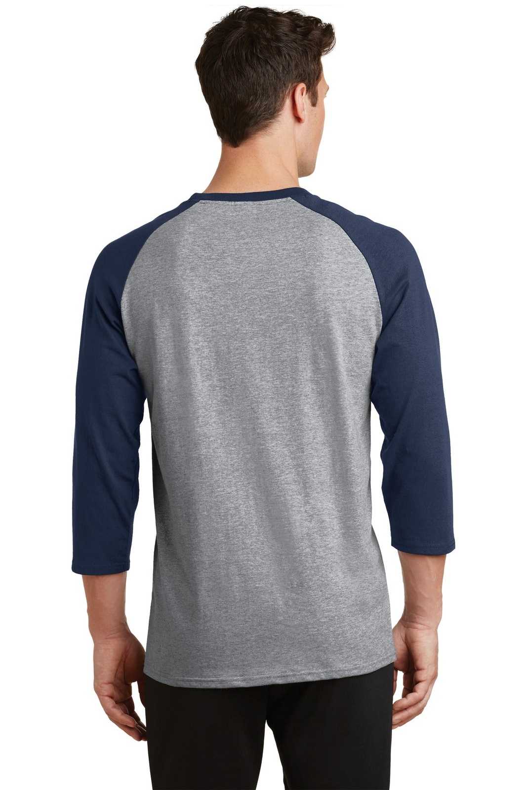 Port &amp; Company PC55RS Core Blend 3/4-Sleeve Raglan Tee - Athletic Heather Navy - HIT a Double - 2