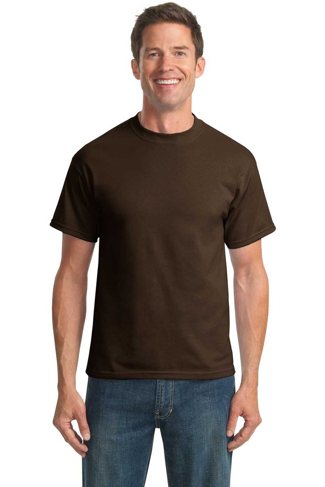 Port &amp; Company PC55T Tall Core Blend Tee - Brown - HIT a Double - 1