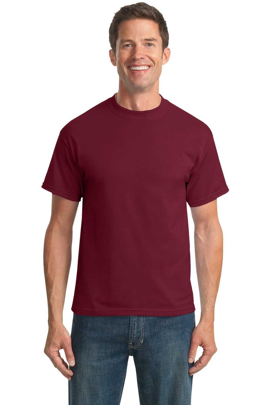 Port &amp; Company PC55T Tall Core Blend Tee - Cardinal - HIT a Double - 1