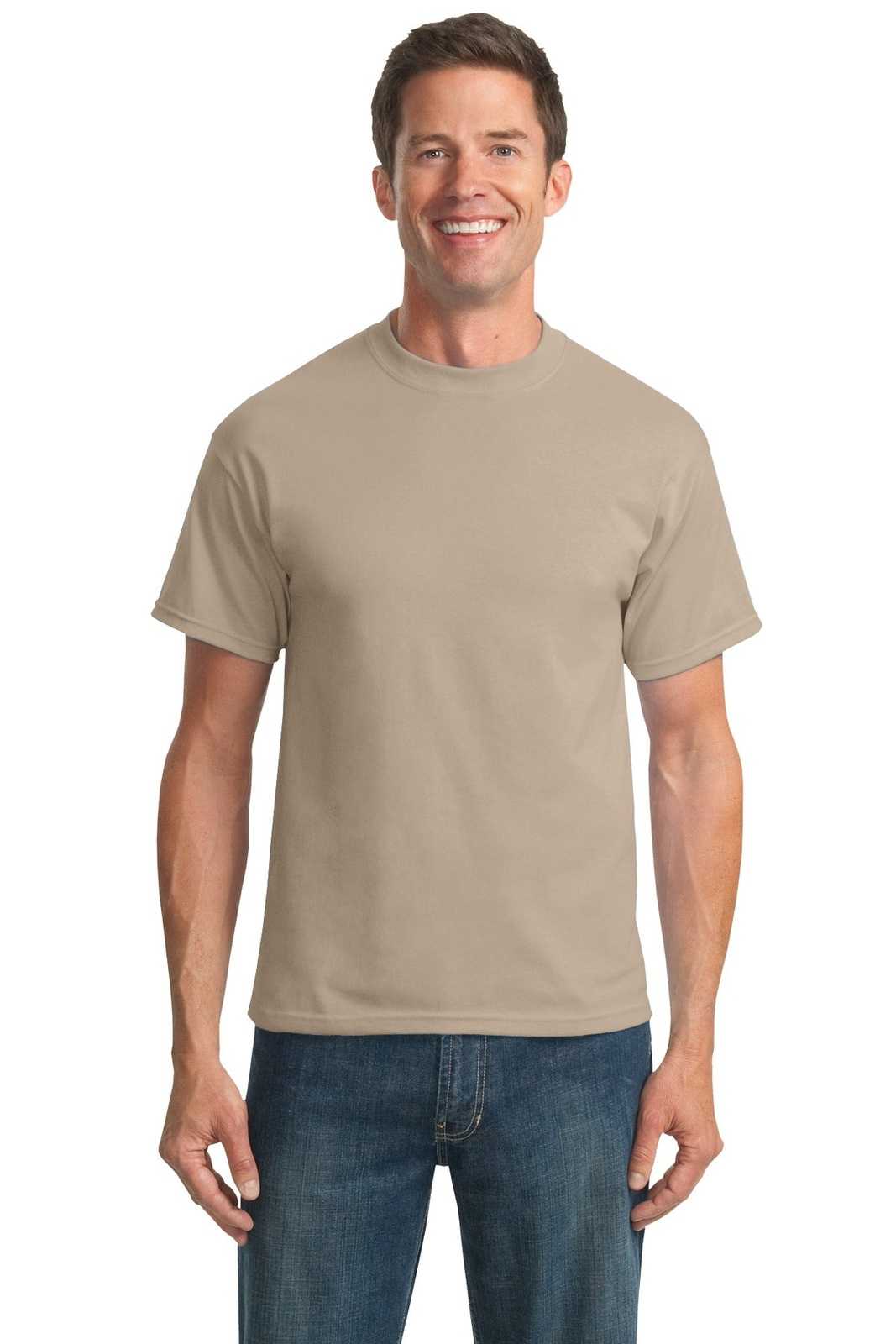Port & Company PC55T Tall Core Blend Tee - Desert Sand - HIT a Double - 1