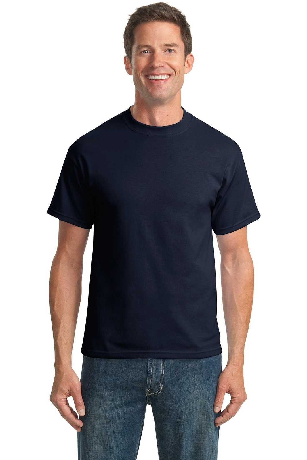 Port &amp; Company PC55T Tall Core Blend Tee - Navy - HIT a Double - 1