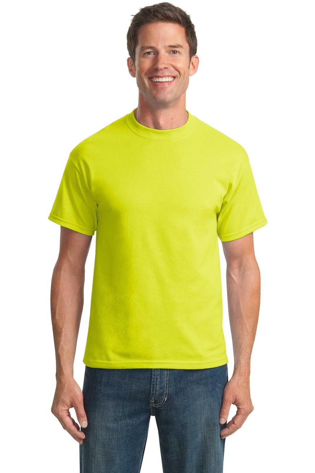 Port &amp; Company PC55T Tall Core Blend Tee - Safety Green - HIT a Double - 1