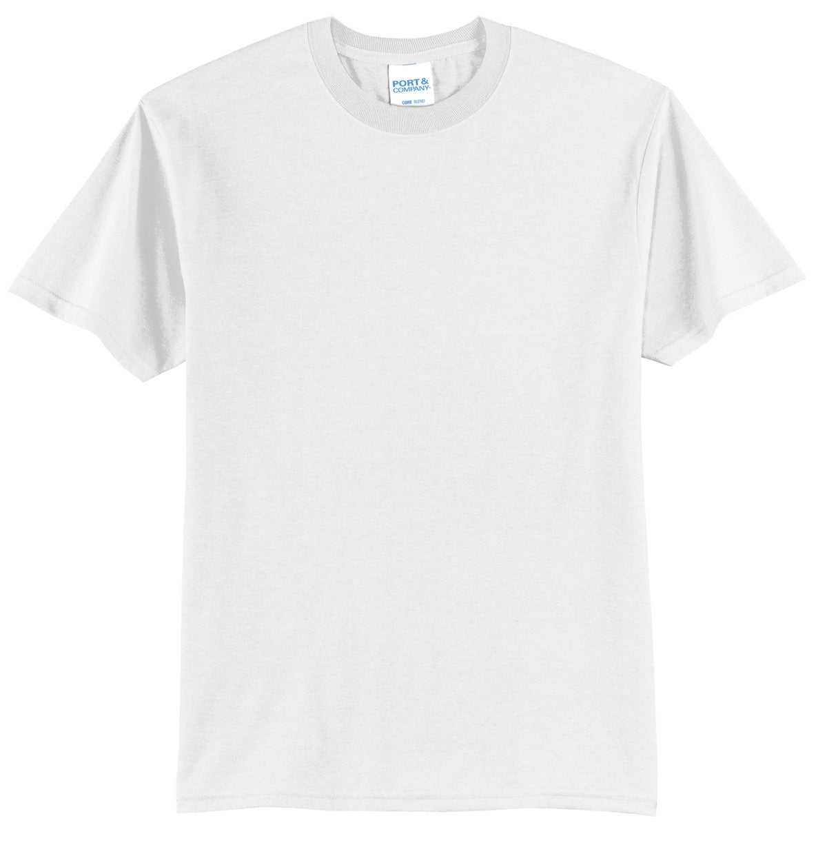 Port &amp; Company PC55T Tall Core Blend Tee - White - HIT a Double - 2