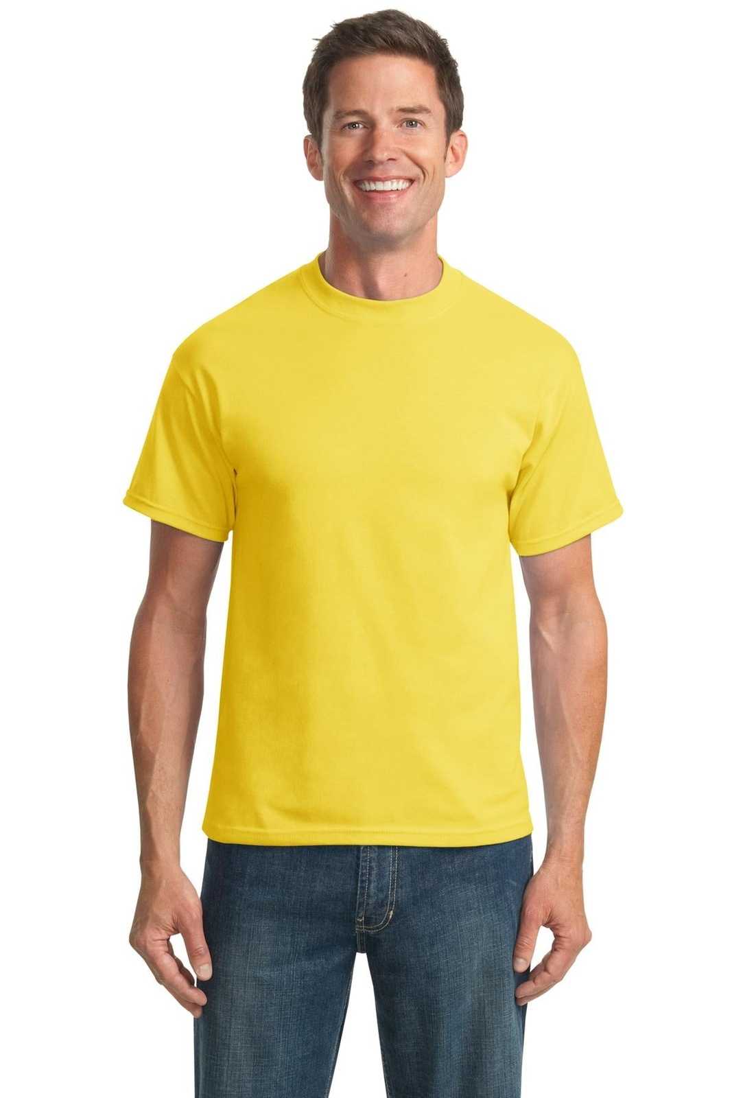 Port &amp; Company PC55T Tall Core Blend Tee - Yellow - HIT a Double - 1