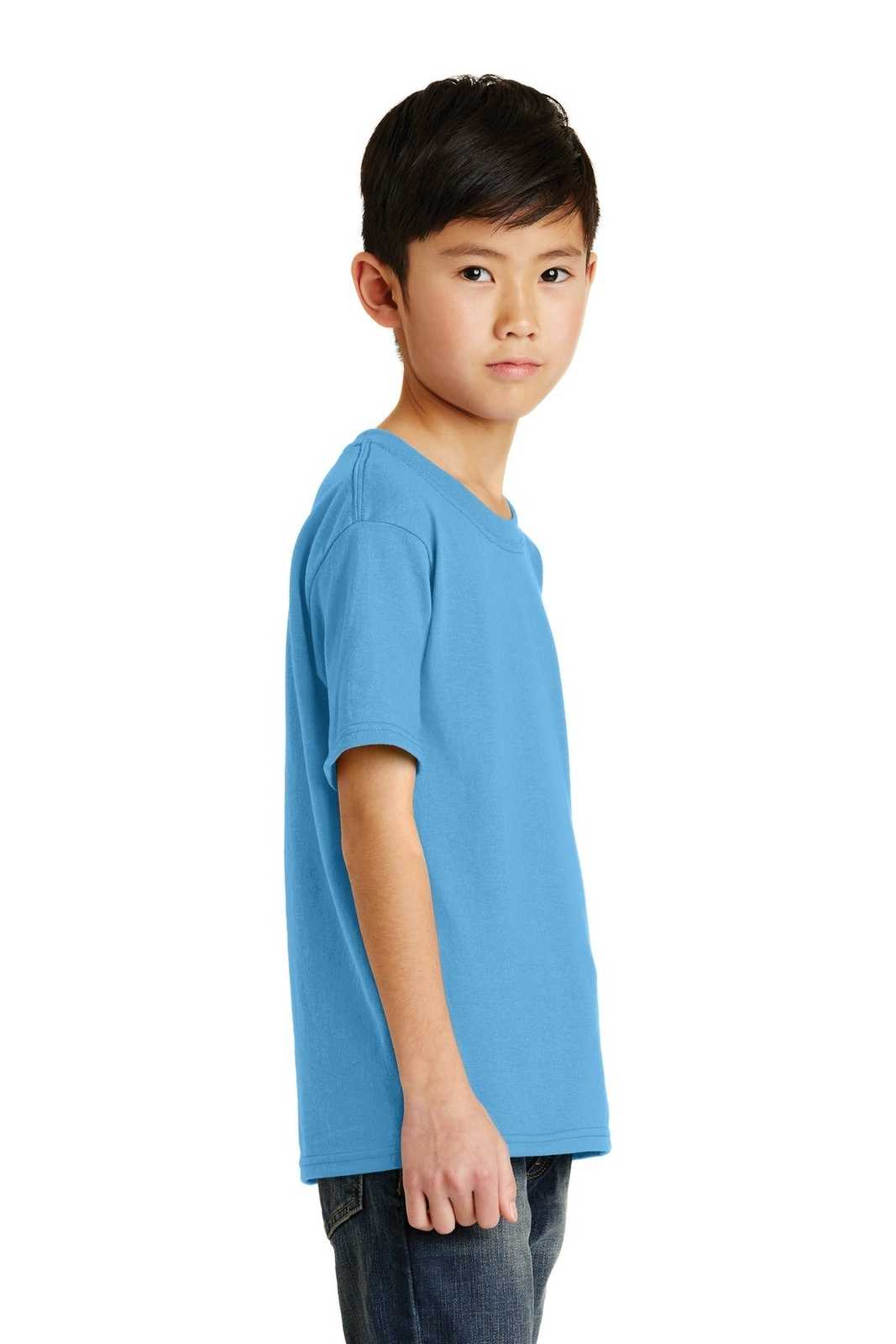 Port &amp; Company PC55Y Youth Core Blend Tee - Aquatic Blue - HIT a Double - 3