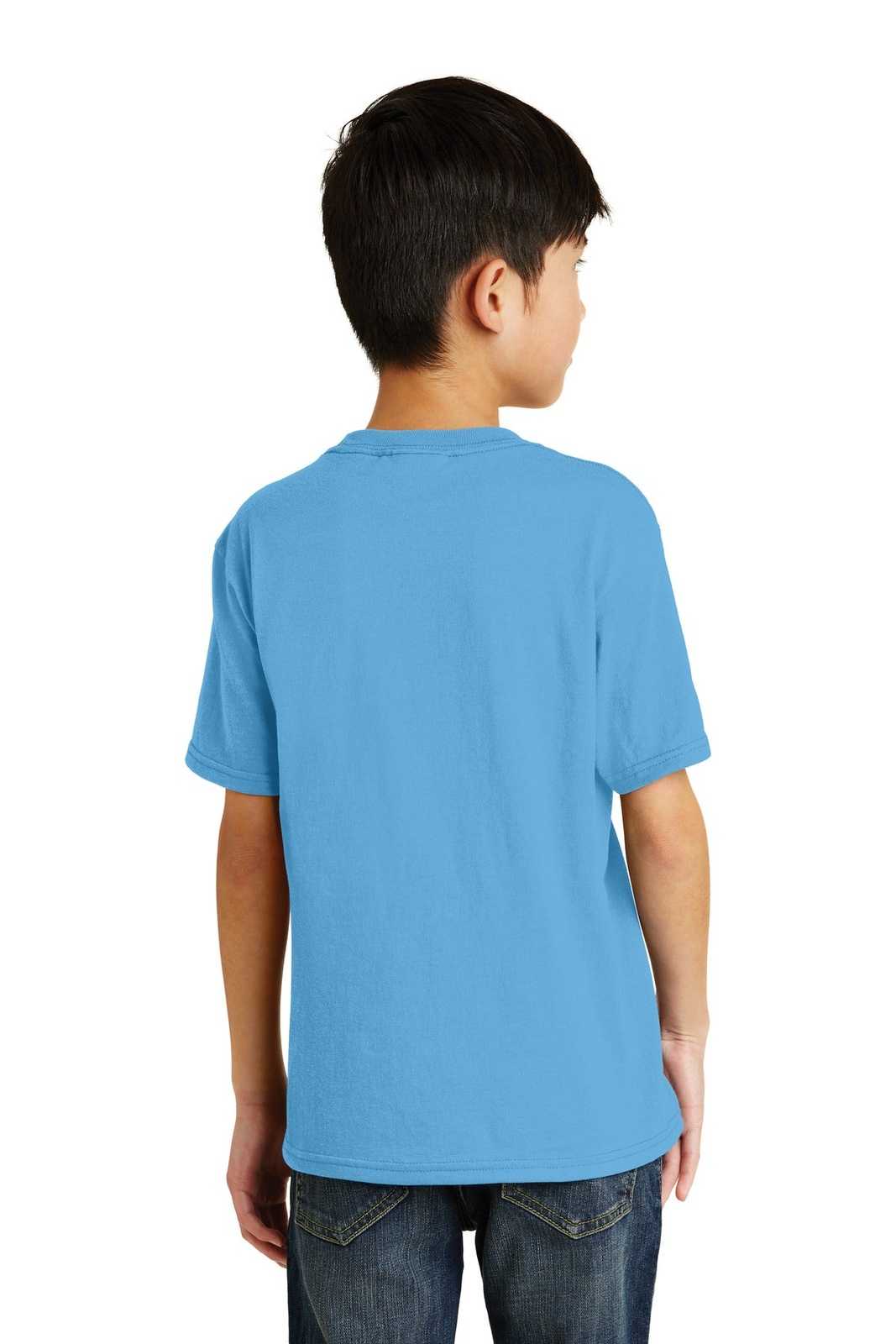 Port &amp; Company PC55Y Youth Core Blend Tee - Aquatic Blue - HIT a Double - 2