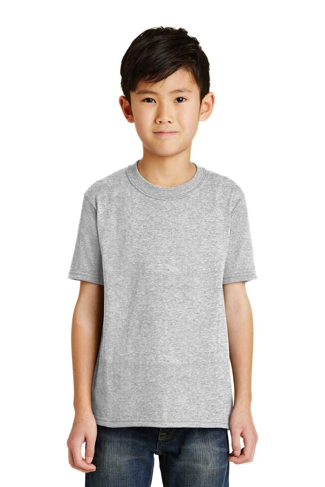 Port &amp; Company PC55Y Youth Core Blend Tee - Ash - HIT a Double - 1