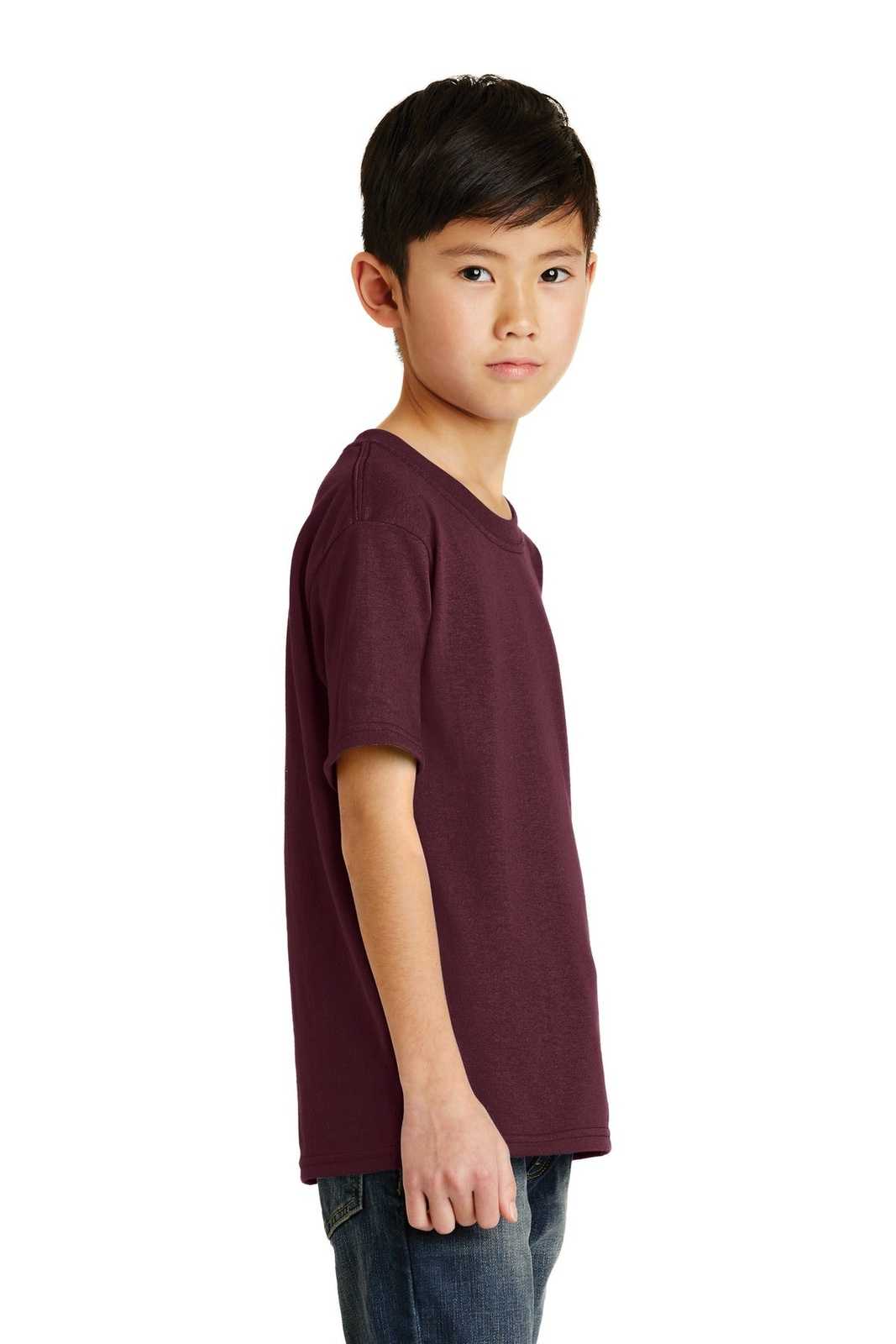 Port &amp; Company PC55Y Youth Core Blend Tee - Athletic Maroon - HIT a Double - 3