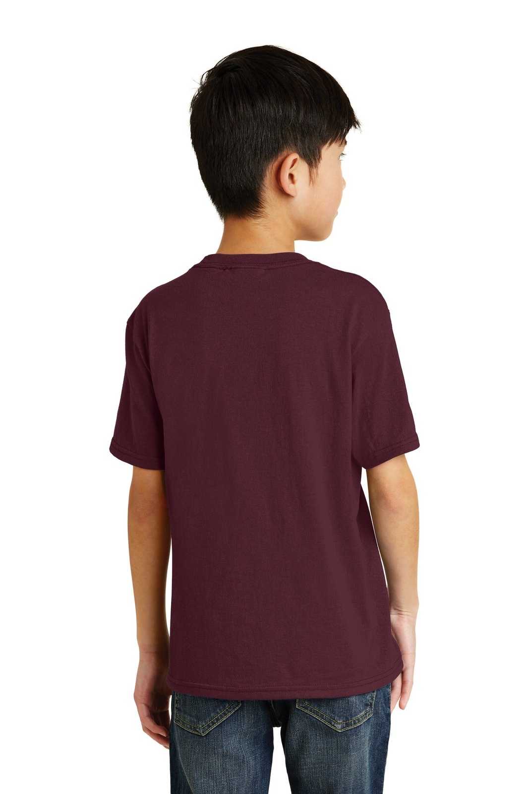 Port &amp; Company PC55Y Youth Core Blend Tee - Athletic Maroon - HIT a Double - 2
