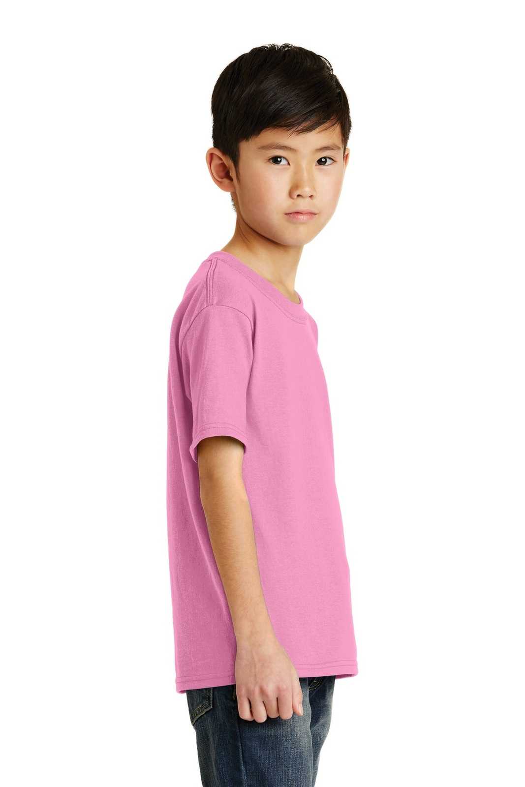 Port &amp; Company PC55Y Youth Core Blend Tee - Candy Pink - HIT a Double - 3