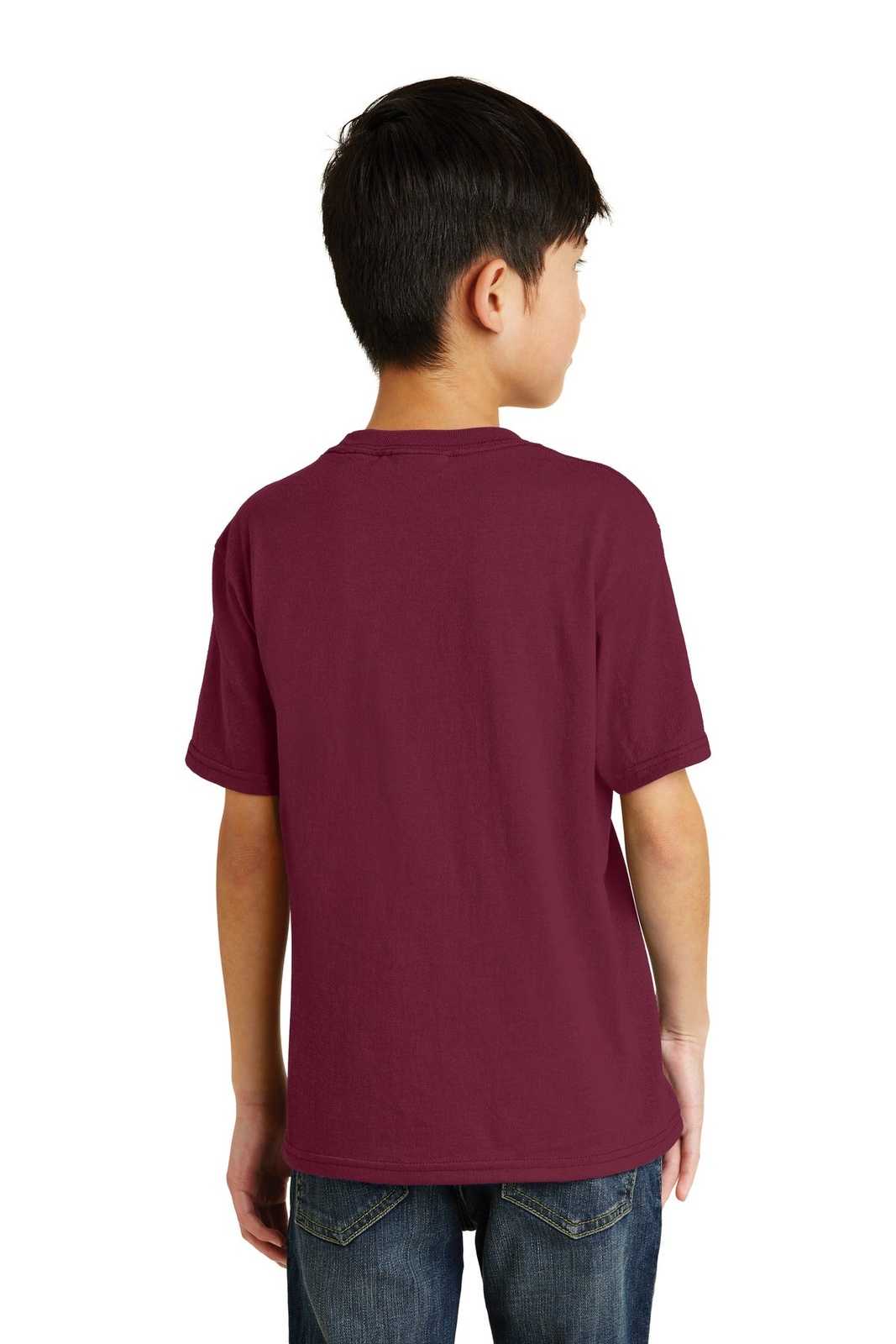 Port &amp; Company PC55Y Youth Core Blend Tee - Cardinal - HIT a Double - 2
