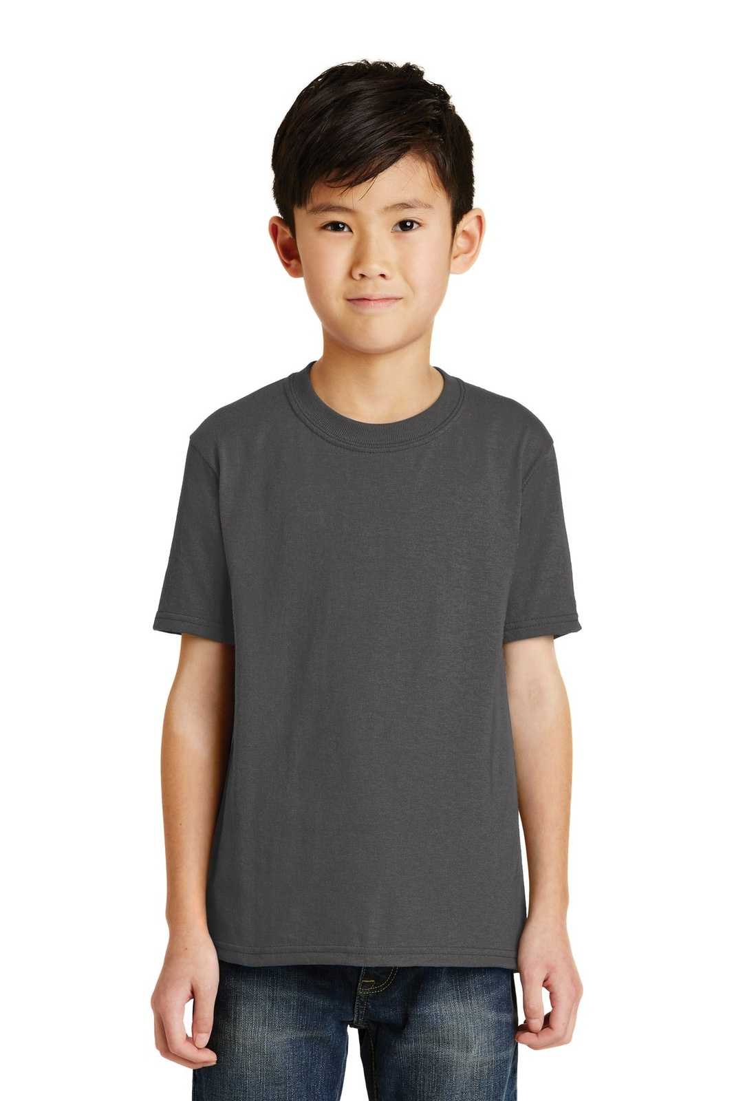 Port & Company PC55Y Youth Core Blend Tee - Charcoal - HIT a Double - 1