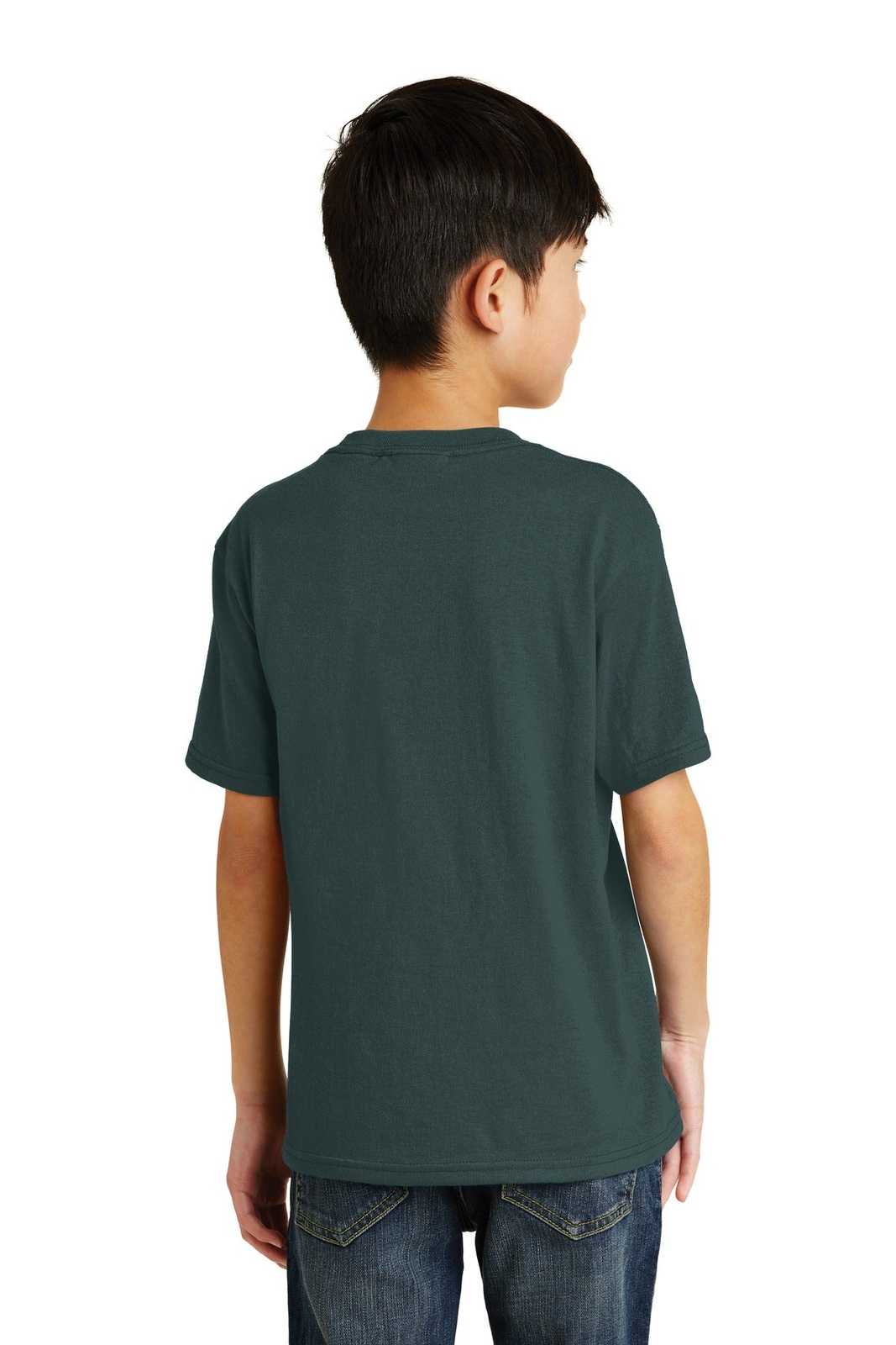 Port &amp; Company PC55Y Youth Core Blend Tee - Dark Green - HIT a Double - 2