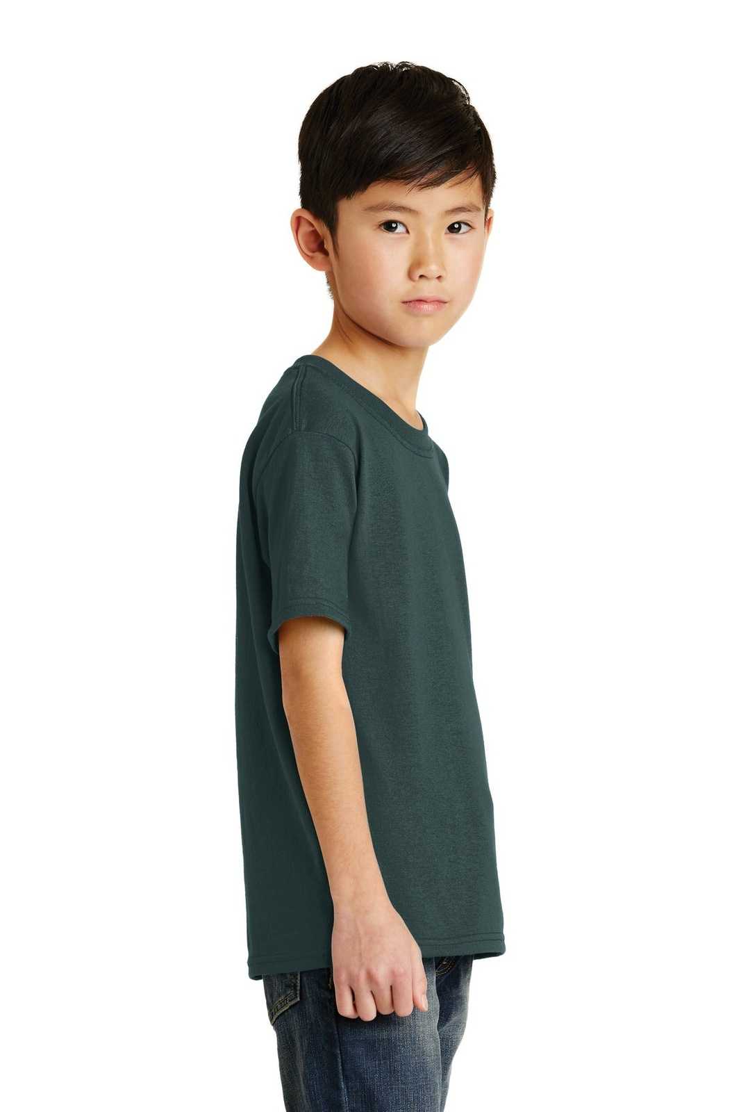 Port &amp; Company PC55Y Youth Core Blend Tee - Dark Green - HIT a Double - 3