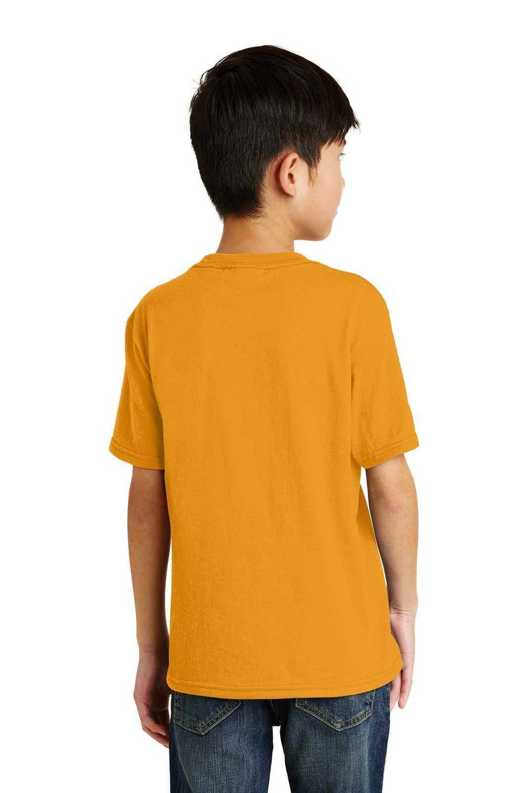 Port &amp; Company PC55Y Youth Core Blend Tee - Gold - HIT a Double - 2