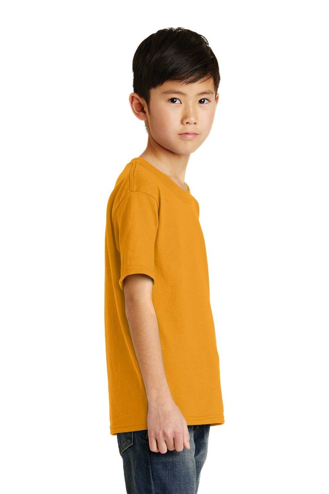 Port &amp; Company PC55Y Youth Core Blend Tee - Gold - HIT a Double - 3