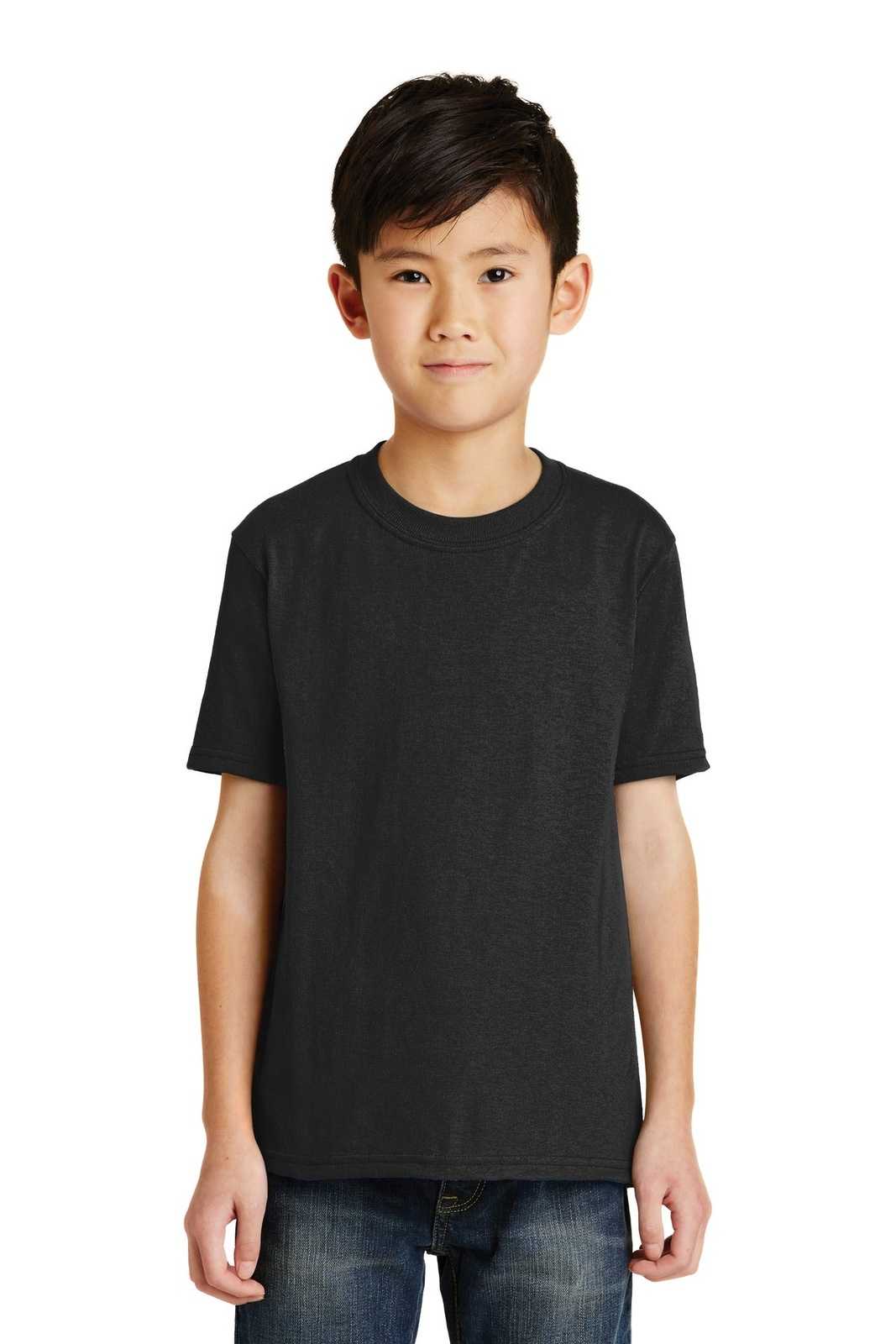 Port & Company PC55Y Youth Core Blend Tee - Jet Black - HIT a Double - 1