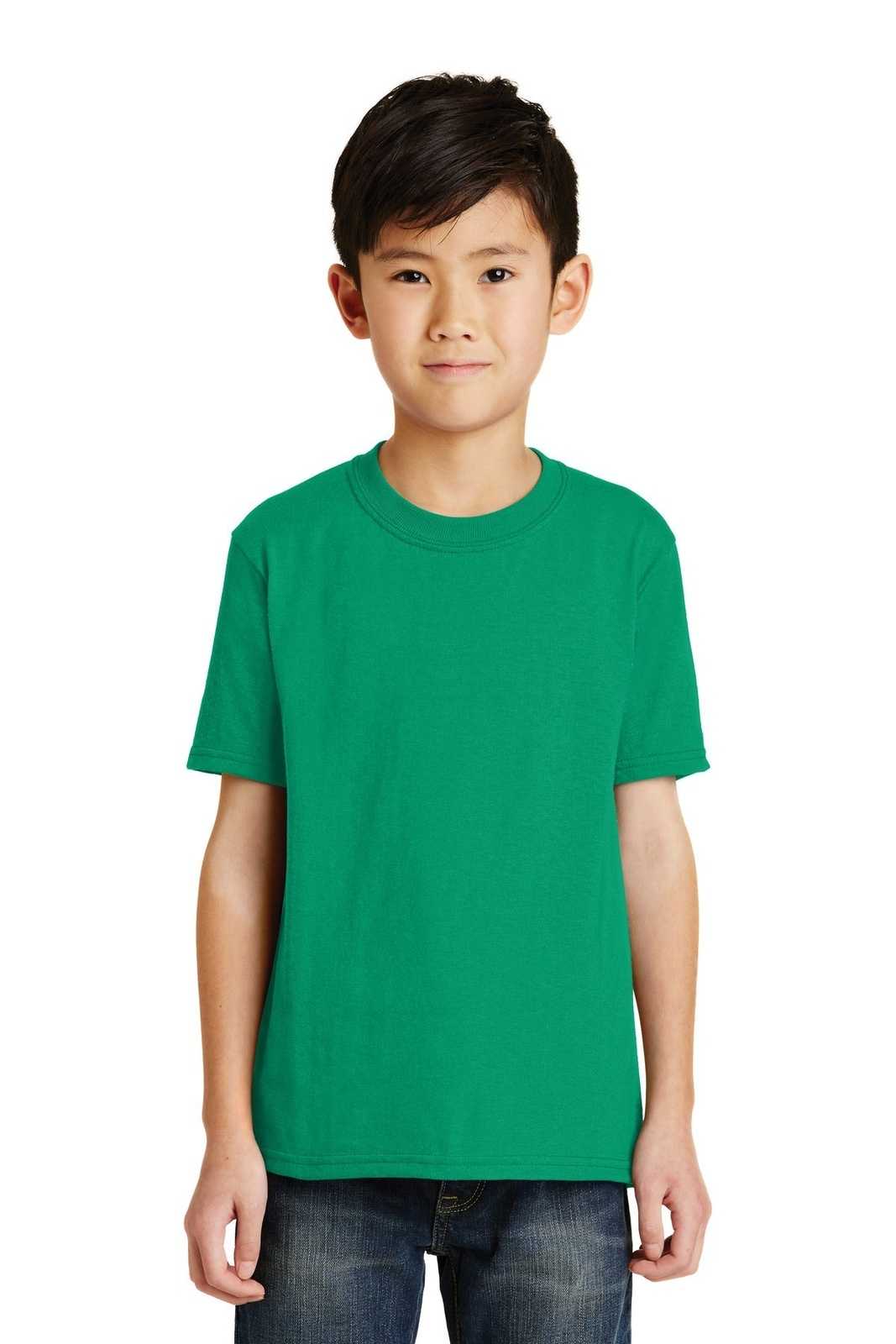 Port &amp; Company PC55Y Youth Core Blend Tee - Kelly - HIT a Double - 1