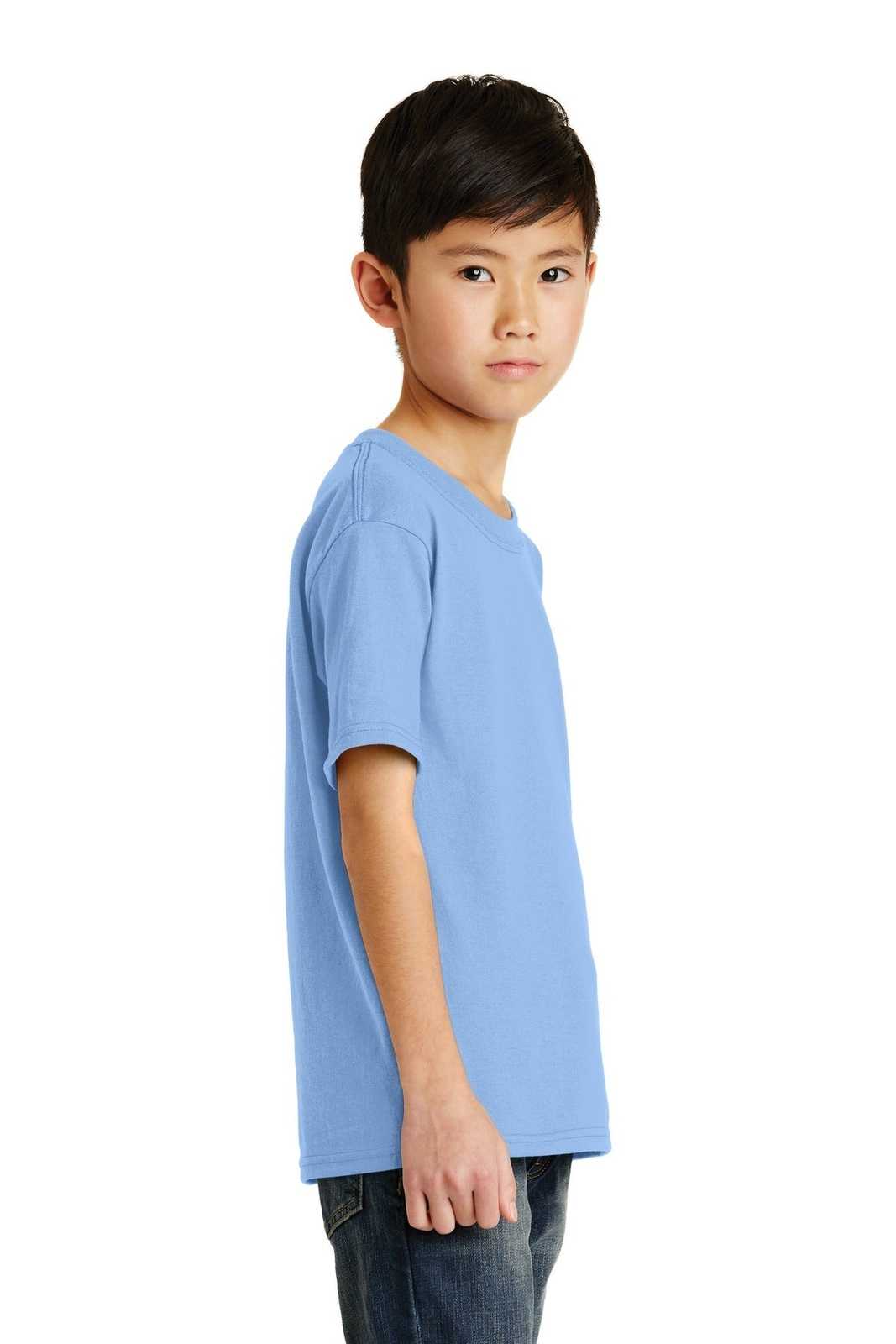 Port &amp; Company PC55Y Youth Core Blend Tee - Light Blue - HIT a Double - 3