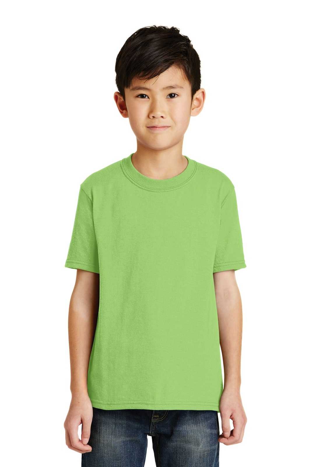 Port &amp; Company PC55Y Youth Core Blend Tee - Lime - HIT a Double - 1