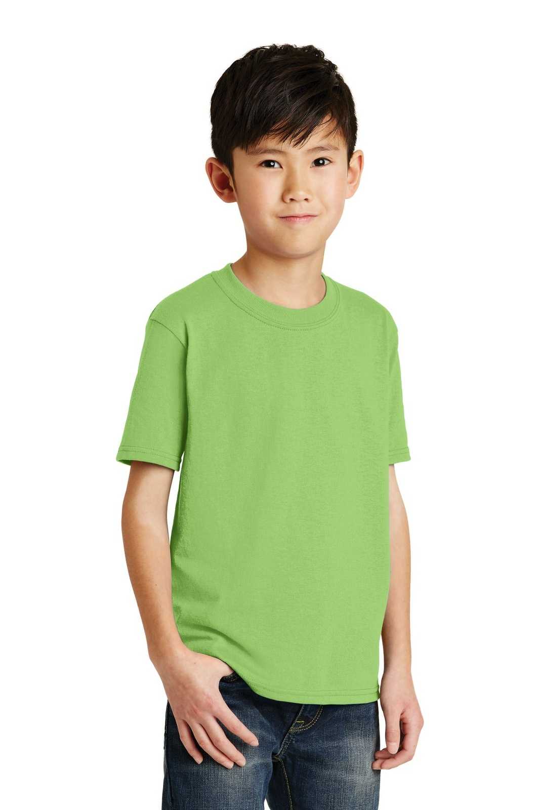 Port &amp; Company PC55Y Youth Core Blend Tee - Lime - HIT a Double - 4