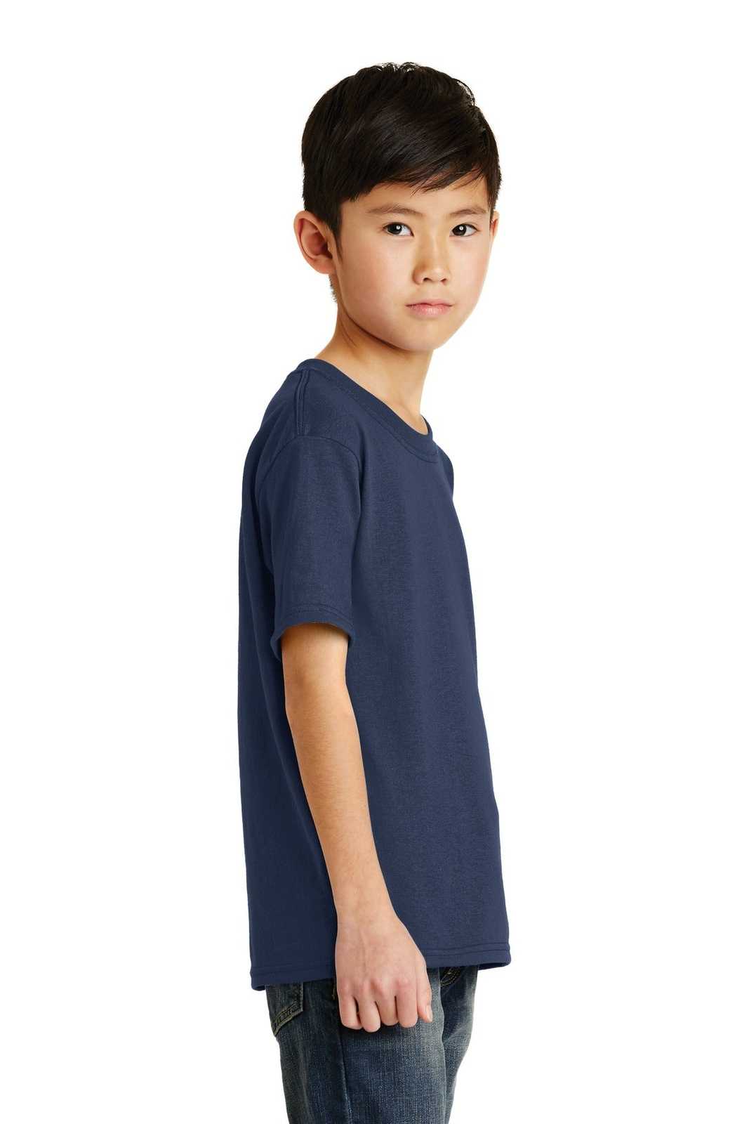Port &amp; Company PC55Y Youth Core Blend Tee - Navy - HIT a Double - 3