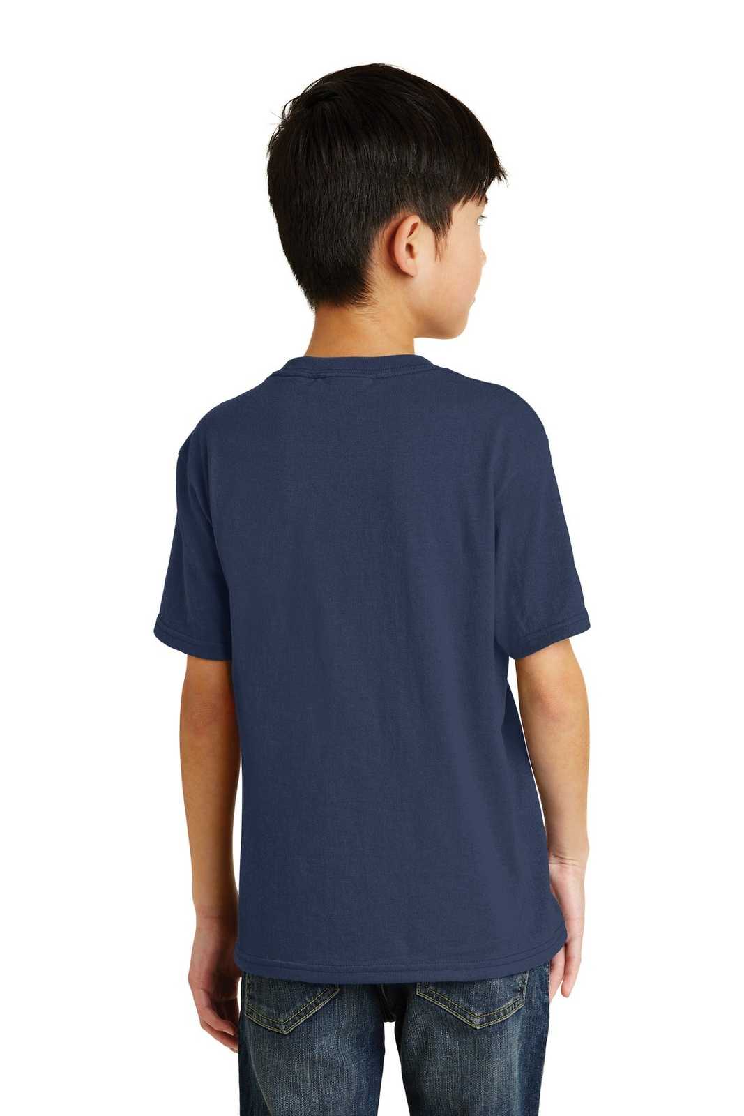 Port &amp; Company PC55Y Youth Core Blend Tee - Navy - HIT a Double - 2