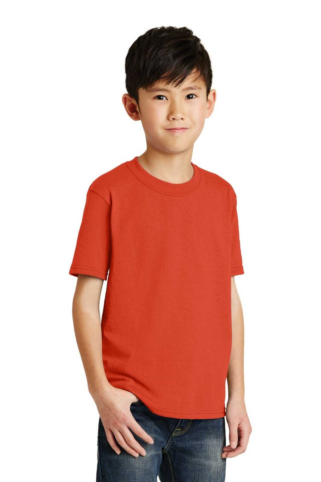 Port &amp; Company PC55Y Youth Core Blend Tee - Orange - HIT a Double - 4