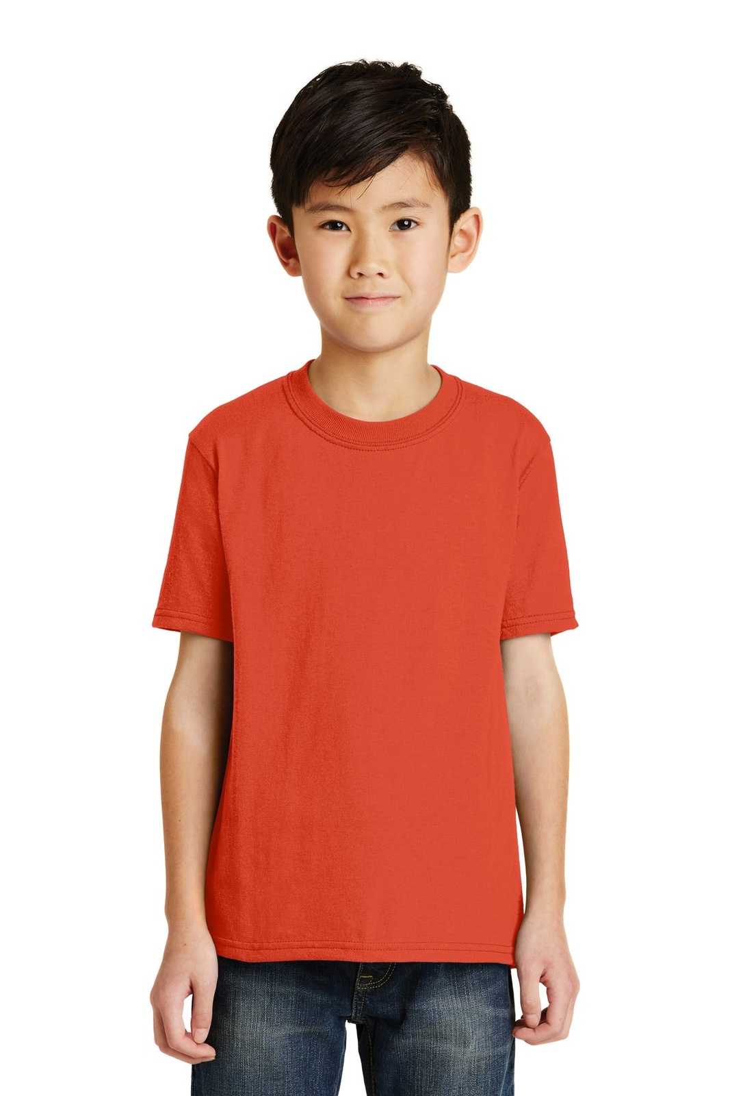 Port &amp; Company PC55Y Youth Core Blend Tee - Orange - HIT a Double - 1