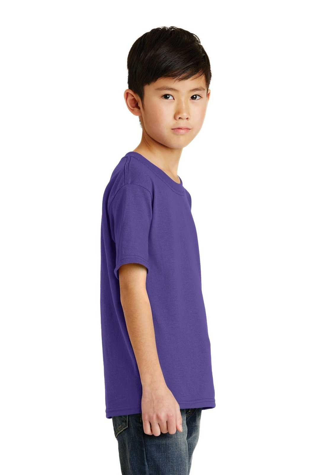 Port &amp; Company PC55Y Youth Core Blend Tee - Purple - HIT a Double - 3