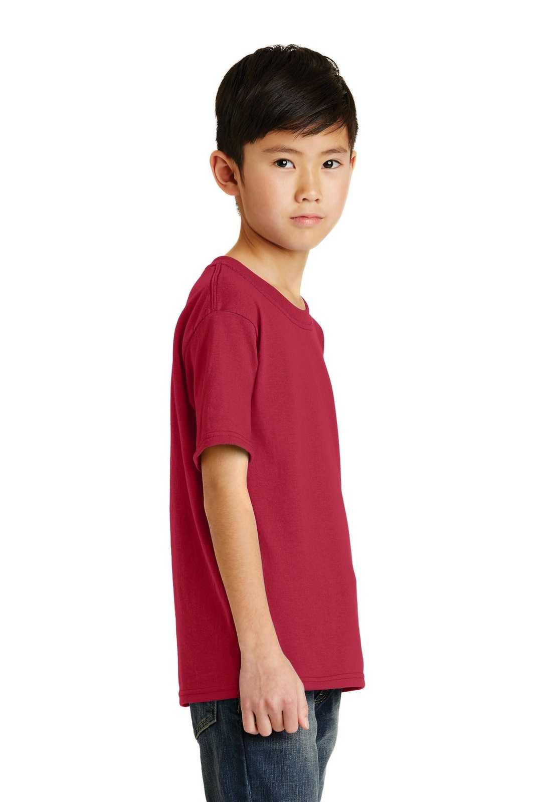 Port &amp; Company PC55Y Youth Core Blend Tee - Red - HIT a Double - 3