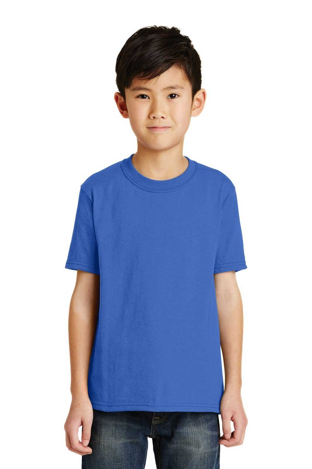 Port &amp; Company PC55Y Youth Core Blend Tee - Royal - HIT a Double - 1