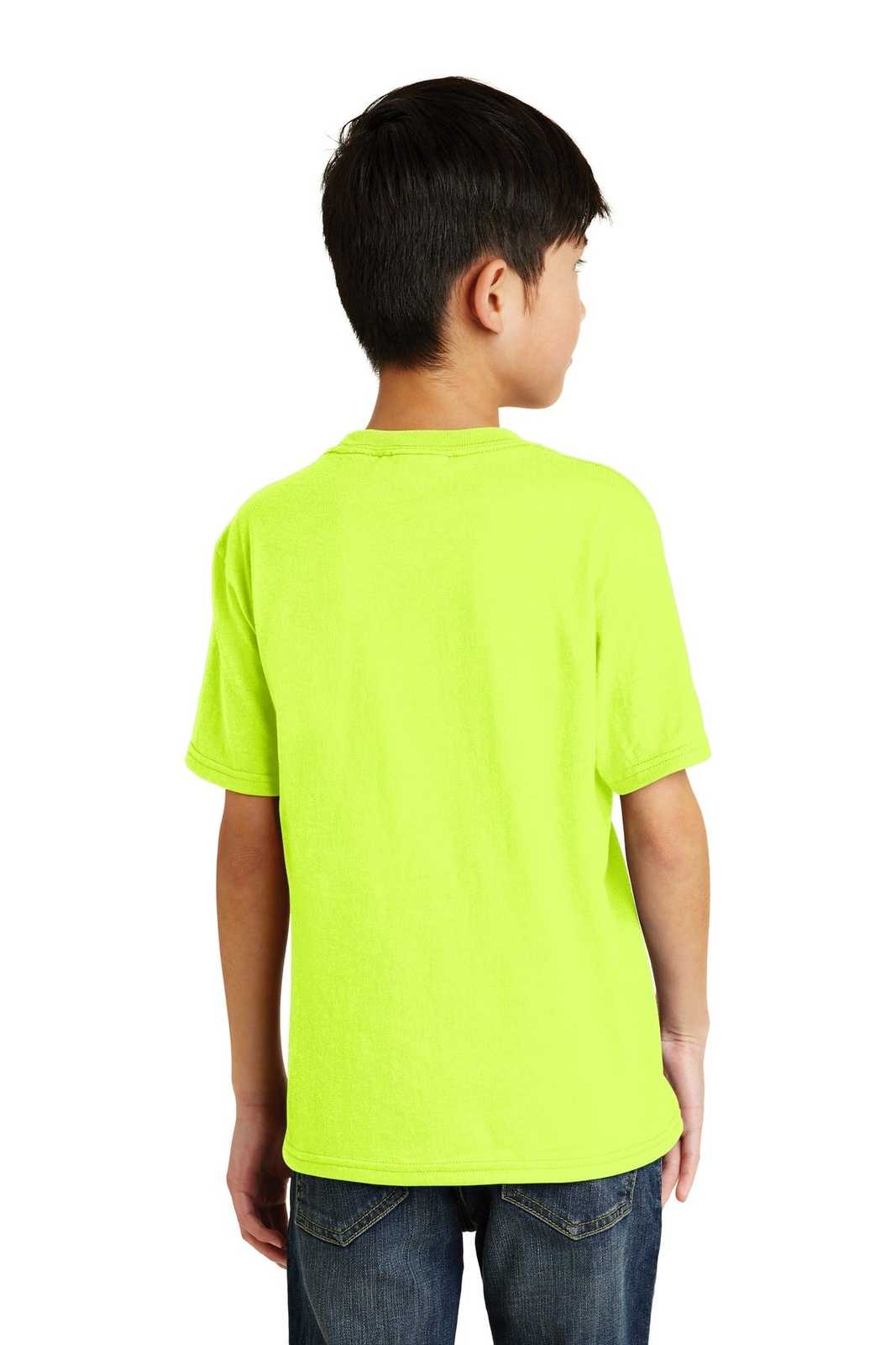 Port &amp; Company PC55Y Youth Core Blend Tee - Safety Green - HIT a Double - 2