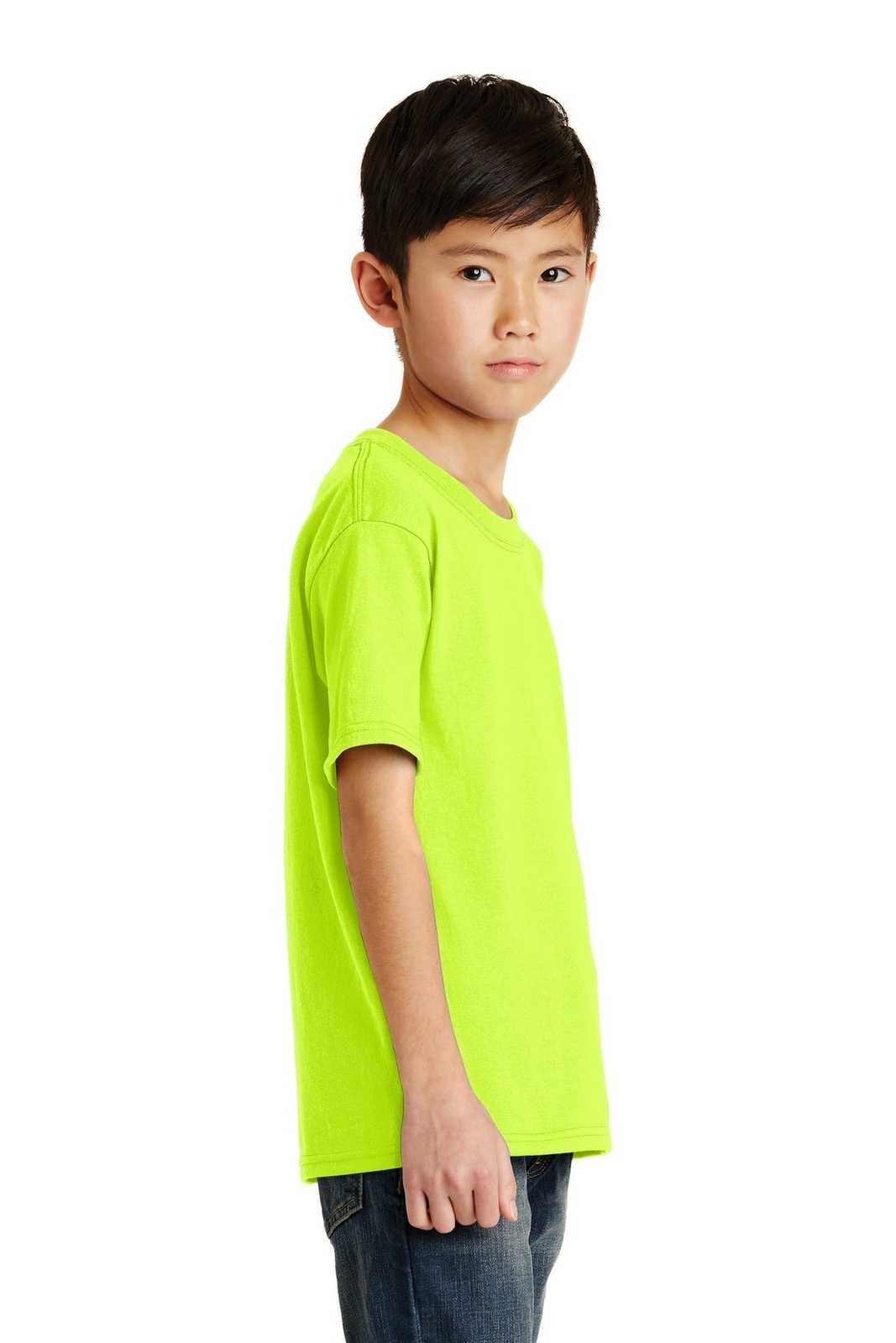 Port &amp; Company PC55Y Youth Core Blend Tee - Safety Green - HIT a Double - 3