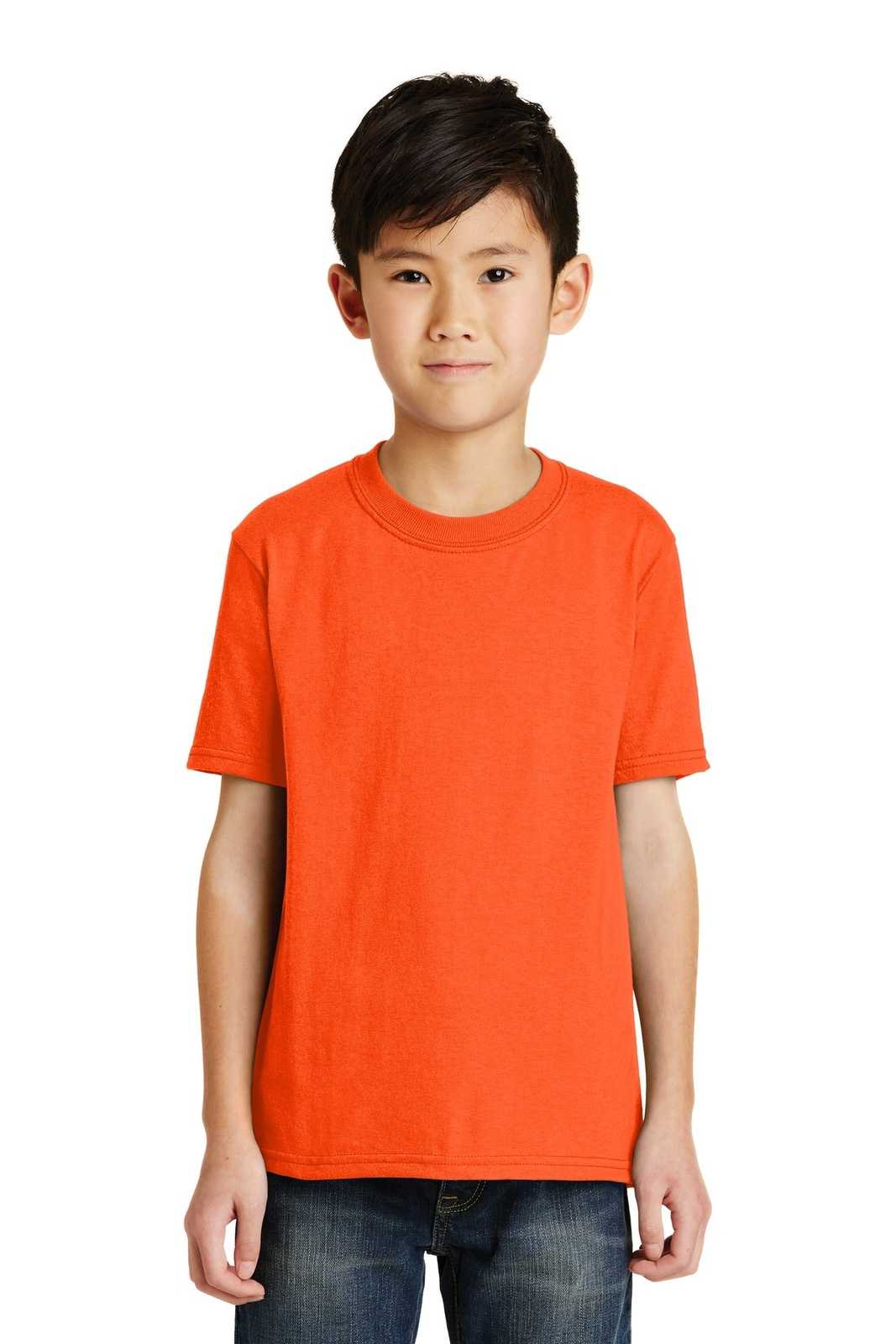 Port &amp; Company PC55Y Youth Core Blend Tee - Safety Orange - HIT a Double - 1