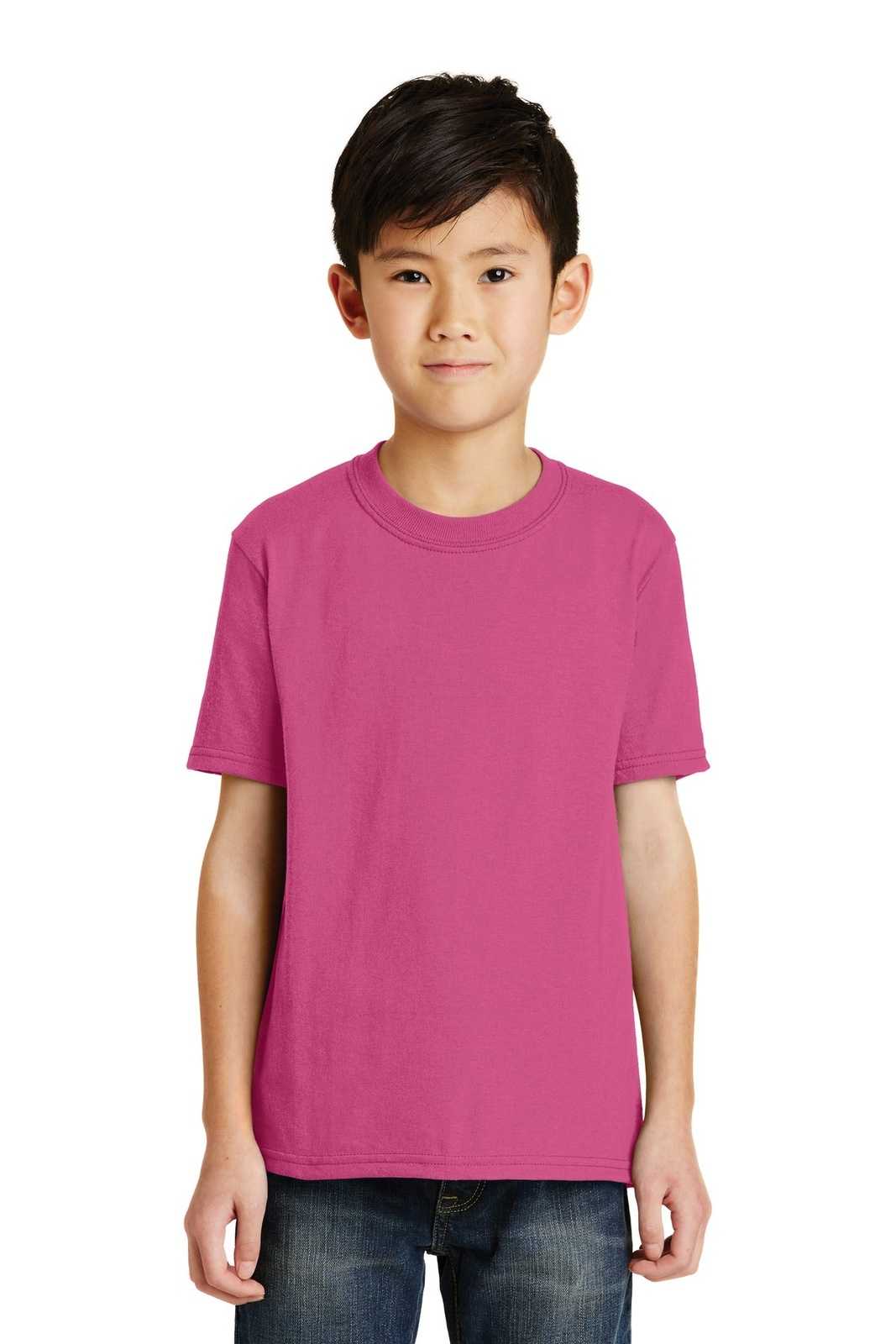 Port &amp; Company PC55Y Youth Core Blend Tee - Sangria - HIT a Double - 1