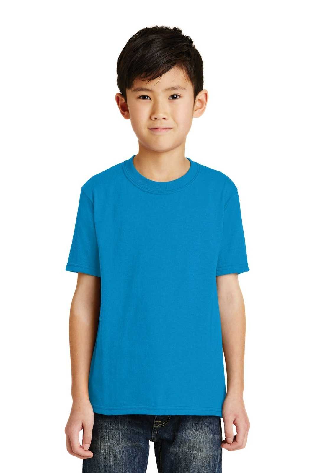 Port &amp; Company PC55Y Youth Core Blend Tee - Sapphire - HIT a Double - 1