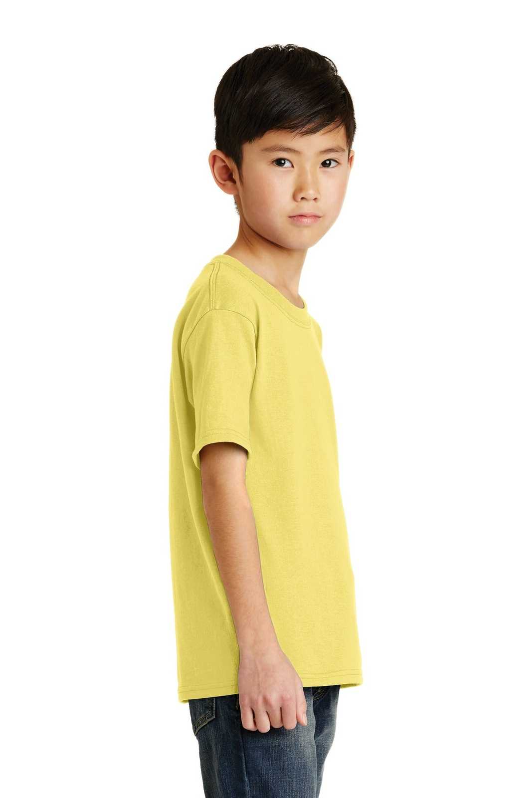 Port &amp; Company PC55Y Youth Core Blend Tee - Yellow - HIT a Double - 3