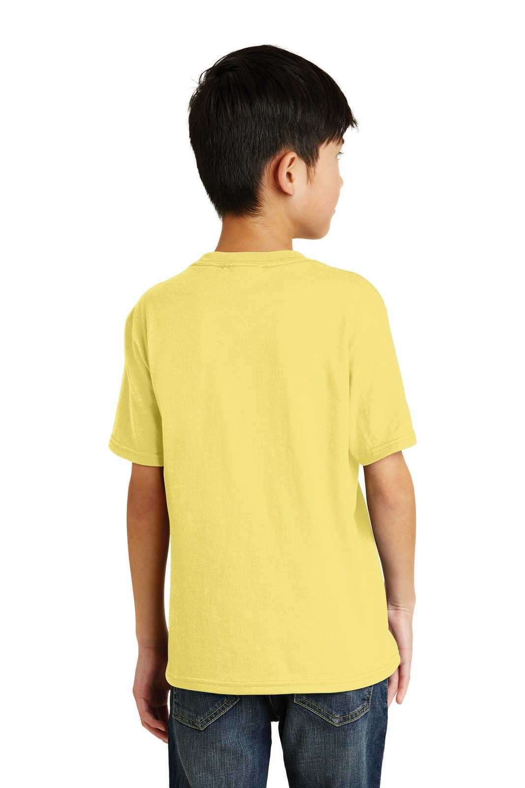 Port &amp; Company PC55Y Youth Core Blend Tee - Yellow - HIT a Double - 2