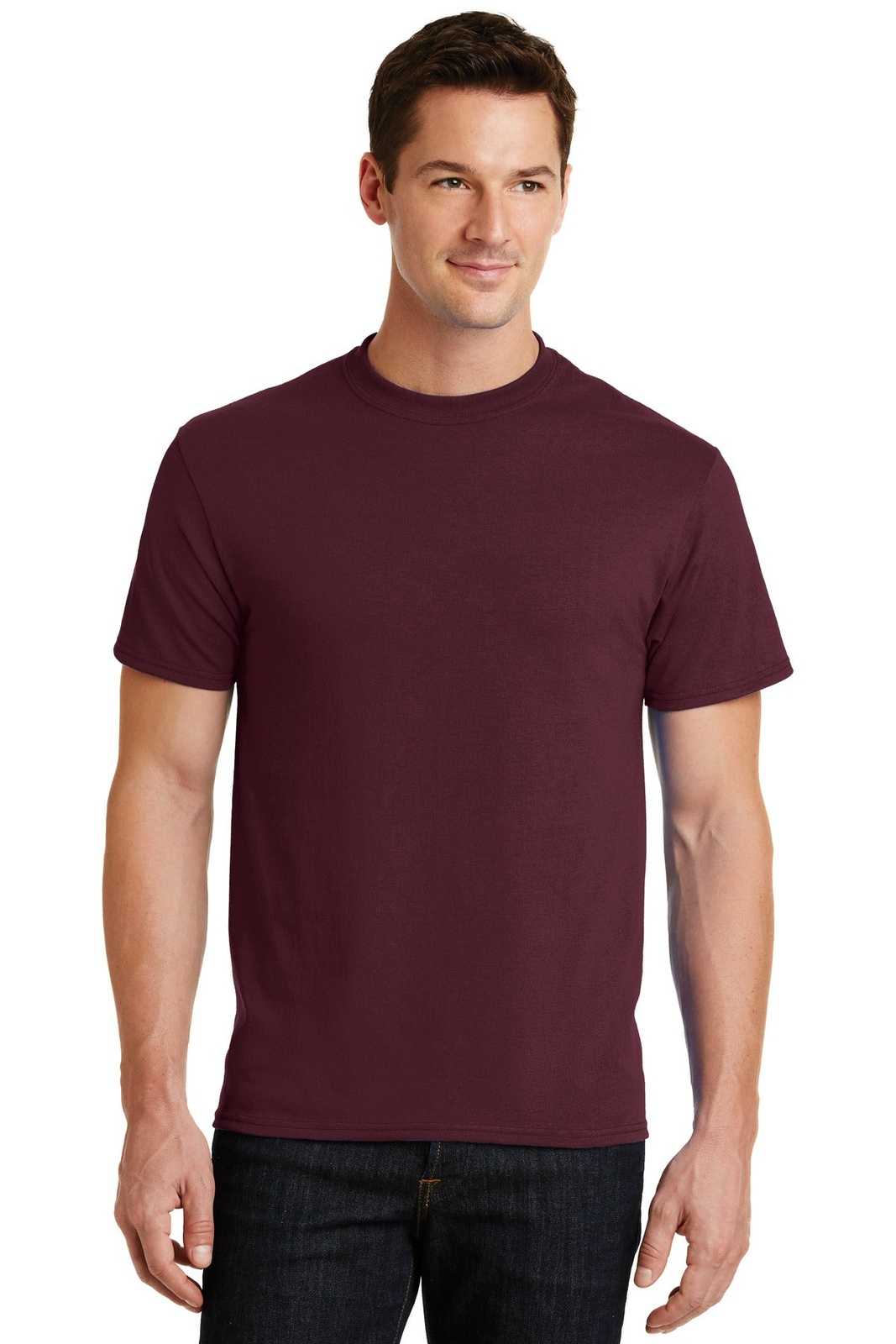 Port &amp; Company PC55 Core Blend Tee - Athletic Maroon - HIT a Double - 1