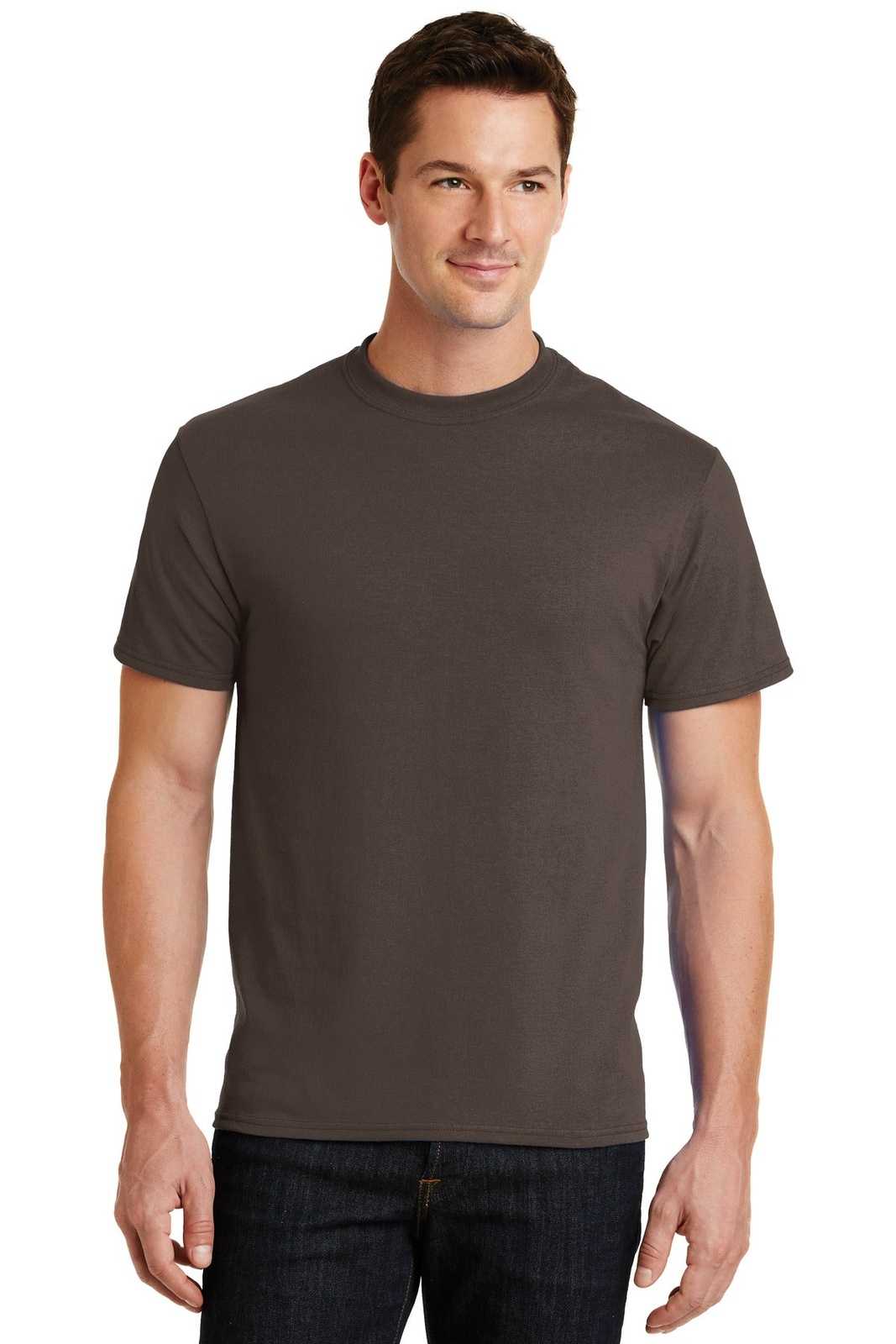 Port &amp; Company PC55 Core Blend Tee - Brown - HIT a Double - 1